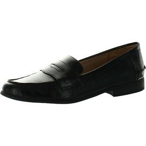LifeStride Womens Madison Black Patent Slip On Penny Loafers Flats Used